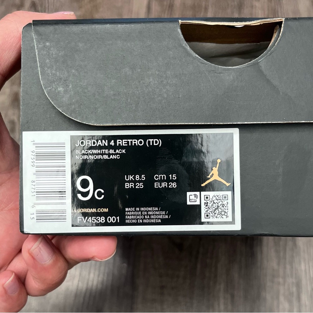 Jordan 4 Retro TD Black and White Sneakers - Picture 4 of 4